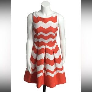 Brand New Taylor Size 2 Dark Orange and White Chevron Dress